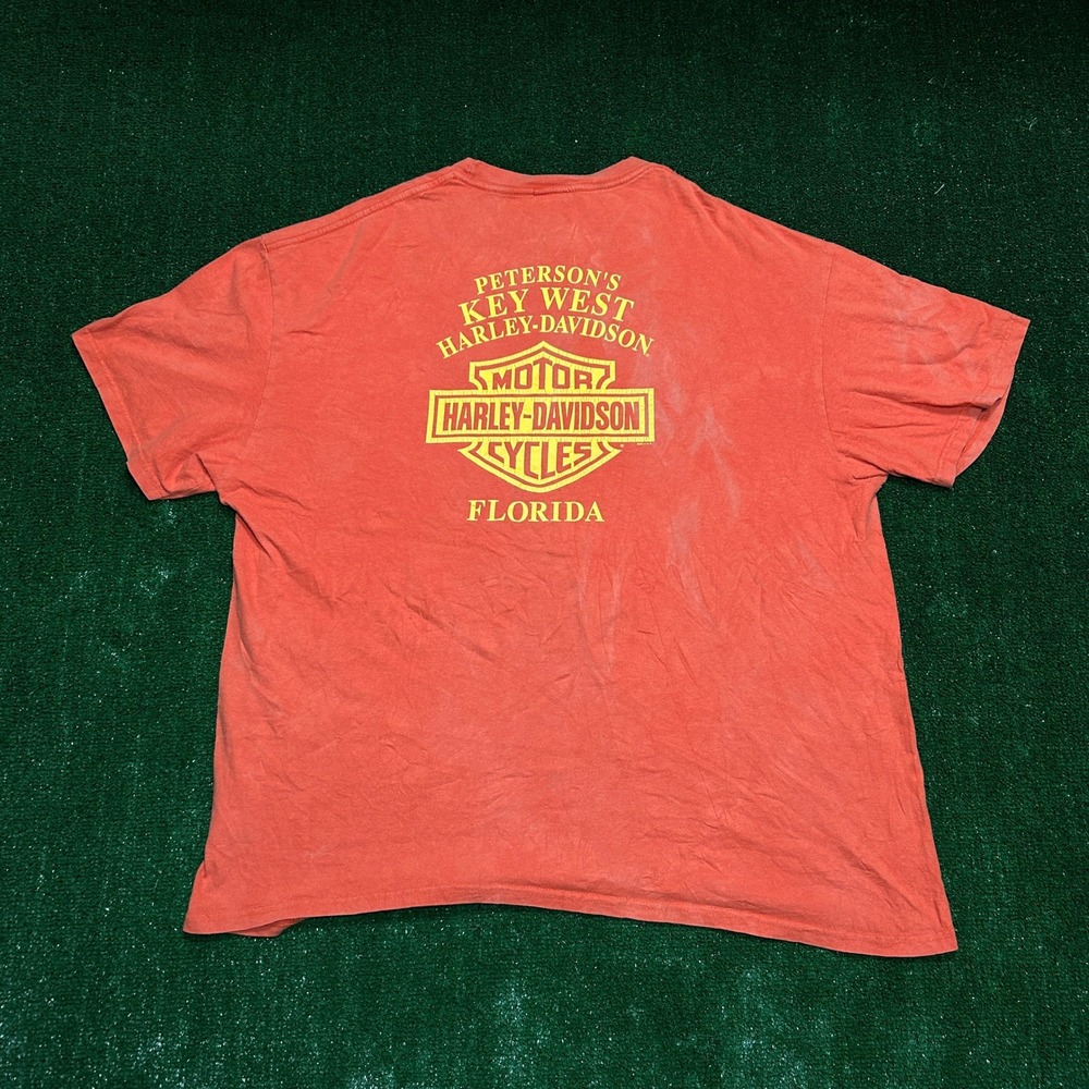 Harley-Davidson T-Shirt Mens 2XL Orange Key West Florida HDMC Distressed